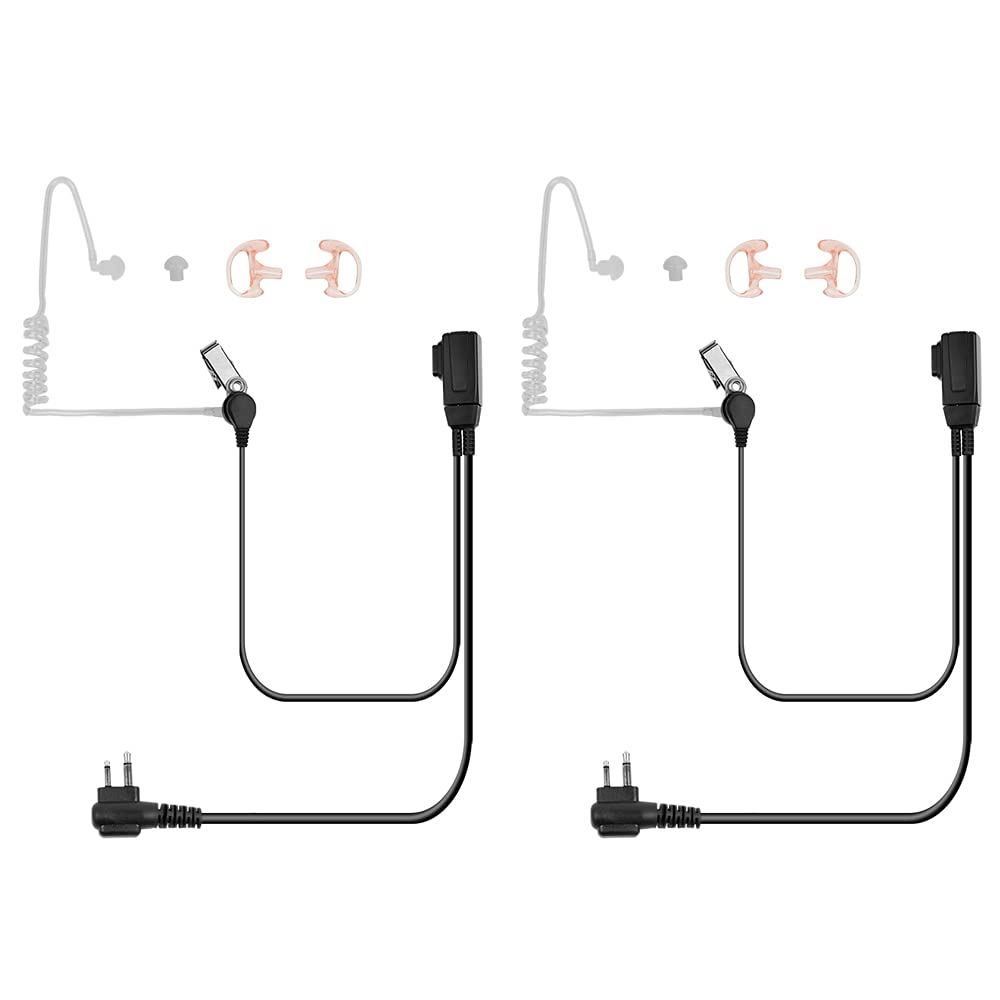 [Australia - AusPower] - 2 Pin Covert Acoustic Tube Earpiece Headset with Mic PTT for Motorola CLS1410 CLS1110 CP200 GP300 GP2000 T600 T100 T800 Walkie Talkie 2 Way Radio, with Medium Ear molds (2 Pack) 
