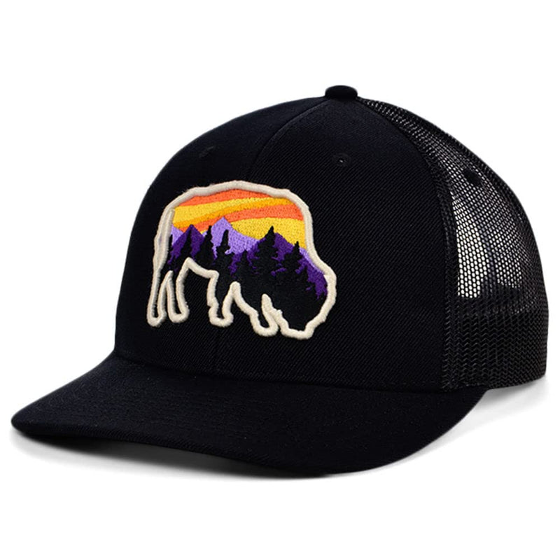 [Australia - AusPower] - Local Crowns Generic Fish Night Views Mountain Trucker Adjustable Snapback Black/Generic Fish Patch Cap Black/ Generic Fish Patch 