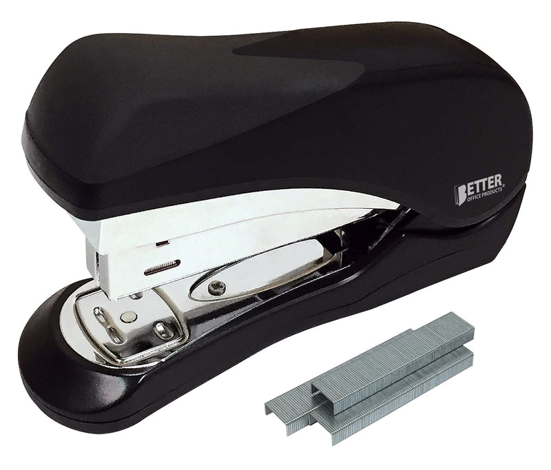 [Australia - AusPower] - Heavy Duty Easy Grip Stapler, Effortless, with 1,000 Regular 1/4" Staples, High Capacity Compact Palm of Your Hand Size, Ergonomic Soft Grip, Better Office Products 
