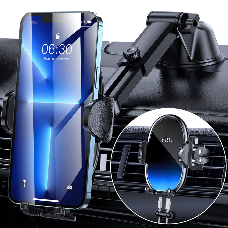 [Australia - AusPower] - [2022 New Upgraded] YRU Gradient Blue Phone Holder for Car [Ultra Stable] [Thick Case & Big Phones Friendly], Car Cell Phone Holder Mount for Dashboard Windshield Air Vent, Fit for All Phones and Cars 