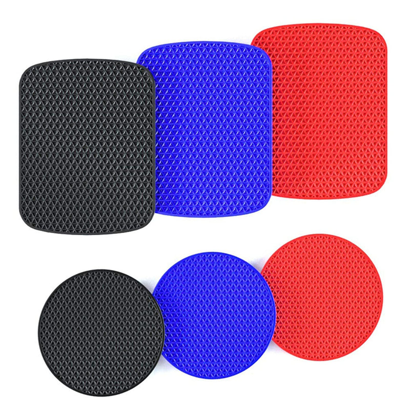 [Australia - AusPower] - Mobile Phone Holder Metal Plate - Universal Replacement Magnetic Sticker Safety Silicone Edging with 3M Adhesive Phone Case Tablet pc - 6 Pack 3 Rectangle and 3 Round (Black+Red+Blue) Black+Red+Blue 