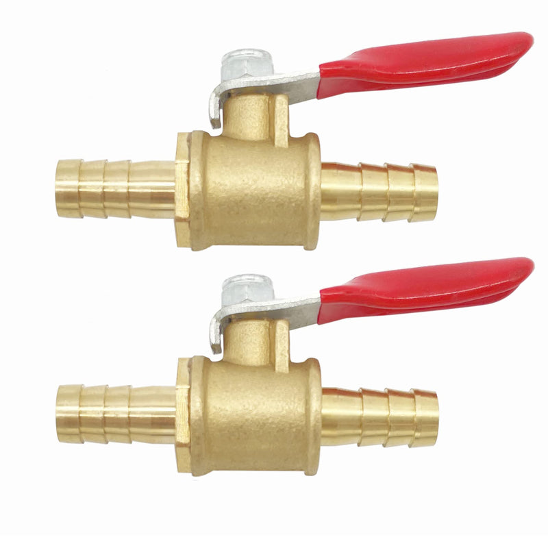 [Australia - AusPower] - Metaland Brass 3/8" Barb Valve 2 Way Shut-Off Valve for Water Fuel Air 10mm Pex Tubing (Pack of 2) 