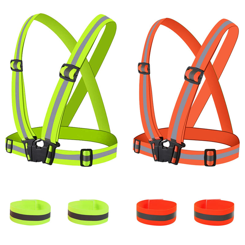 [Australia - AusPower] - Miushion Reflective Vest - Running Vest Reflector, Reflective Running Vest with Safety Straps, High Visibility Reflector A-2pcs Vests 