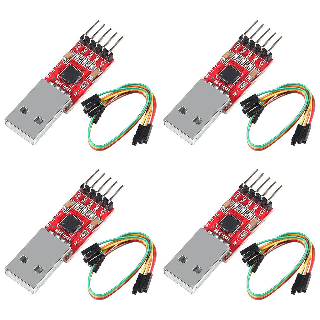 [Australia - AusPower] - MELIFE 4 Pack USB to TTL 5PIN Serial Converter Adapter CP2102 Module Downloader for UART STC 3.3V and 5V with Jumper Wires 
