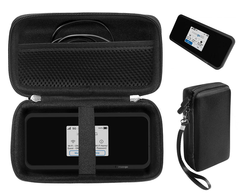 [Australia - AusPower] - CaseSack Case for Inseego MiFi M2100, M2000 Hotspot, Verizon Wireless Jetpack 8800L 4G LTE, Mesh Accessory Pocket, Detachable Wrist Strap (Black) Black 