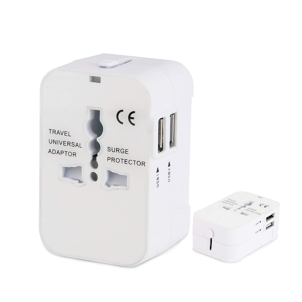 [Australia - AusPower] - Travel Adapter, EEOUK Universal Power Adapter International Wall Charger with Dual USB Quick Charge Charging Ports (White) 