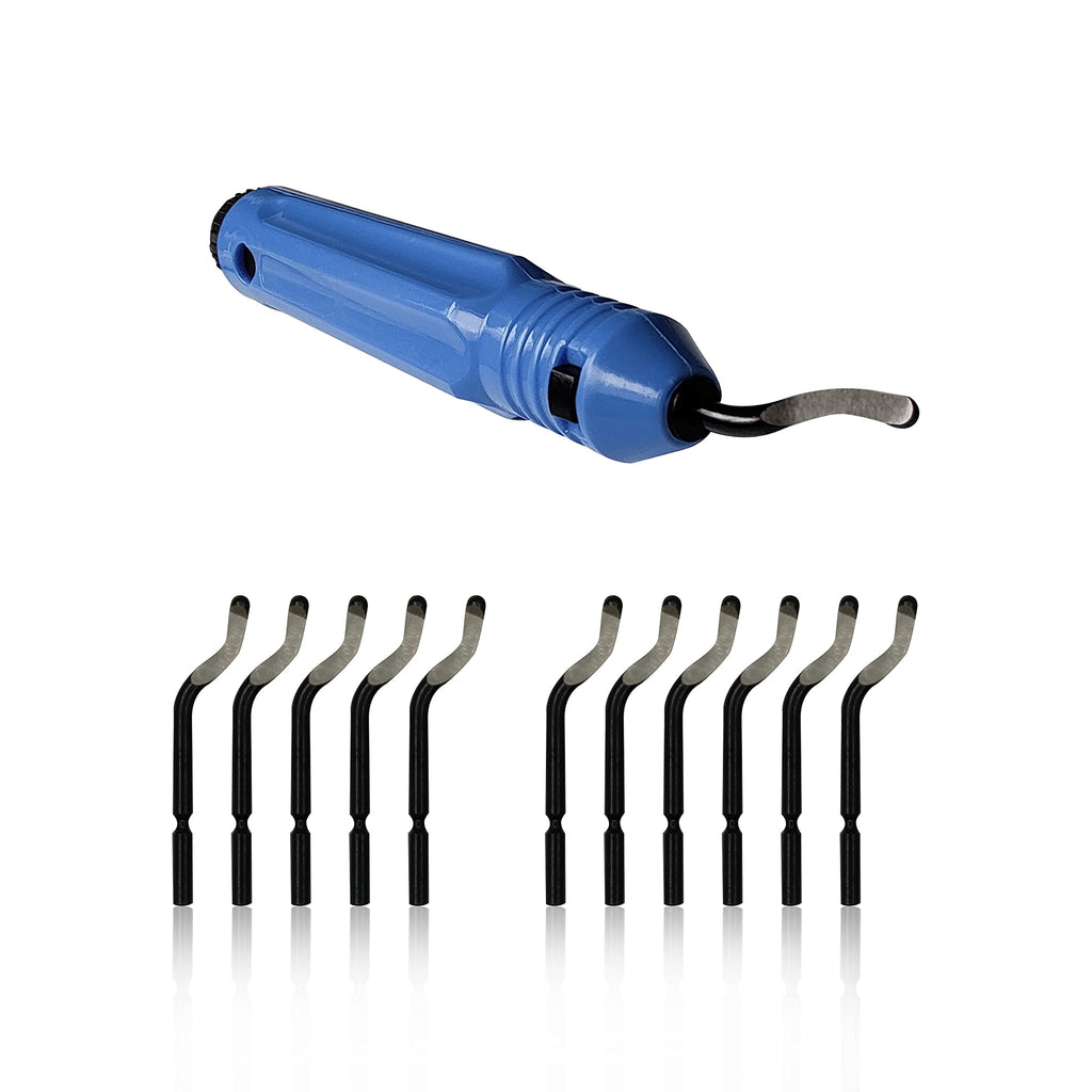 [Australia - AusPower] - zhuohai Deburring Tool Kit, a AntiSlip Handle and Pack of 10 BS1010 Deburring Blades, for Wood, Metal, Plastic, Aluminum, Copper and Steel 
