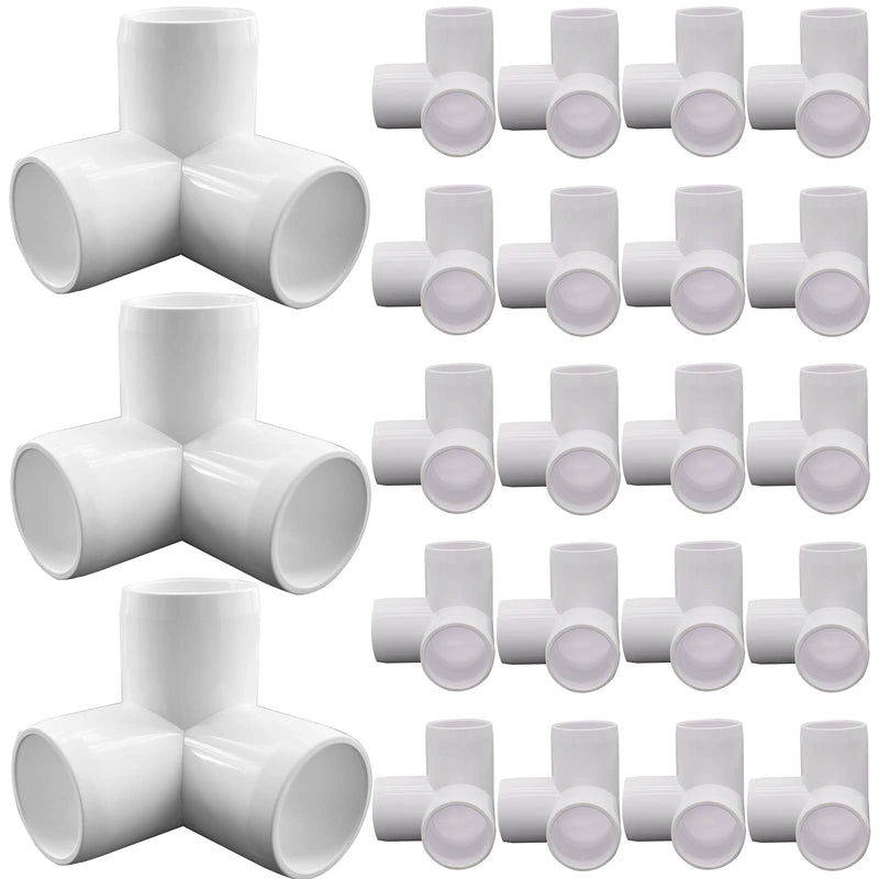 [Australia - AusPower] - EPHECH 3-Way 1/2Inch PVC Fittings, 24PCS PVC Pipe Fitting for SCH40 PVC Pipe, Heavy Duty PVC Furniture Grade Fitting Connectors for Water Supplies Build PVC Furniture DIY Garden Shelf Greenhouse 