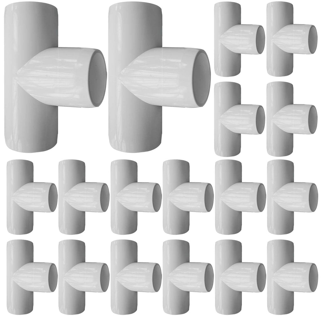 [Australia - AusPower] - EPHECH 3 Way 1/2Inch Tee PVC Fittings, 24PCS Heavy Duty PVC Pipe Fitting PVC Furniture Grade Fitting Connector for Water Supplies Build PVC Furniture DIY Garden Shelf Greenhouse 