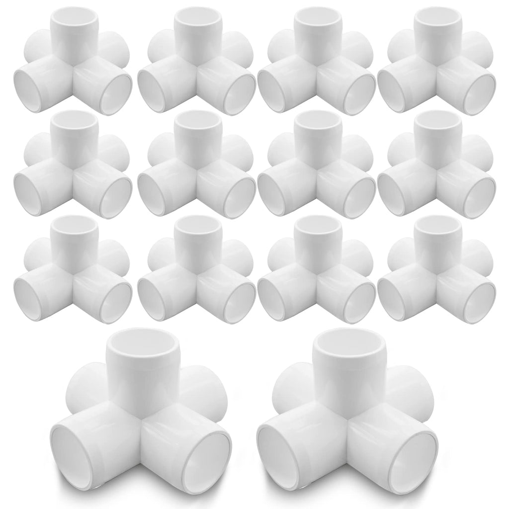 [Australia - AusPower] - 16PCS 5-Way PVC Fittings, 1/2Inch Elbow PVC Fitting SCH40 PVC Pipe Fitting Heavy Duty PVC Furniture Grade Fitting Connectors for Water Supplies Build PVC Furniture DIY Garden Shelf Greenhouse 