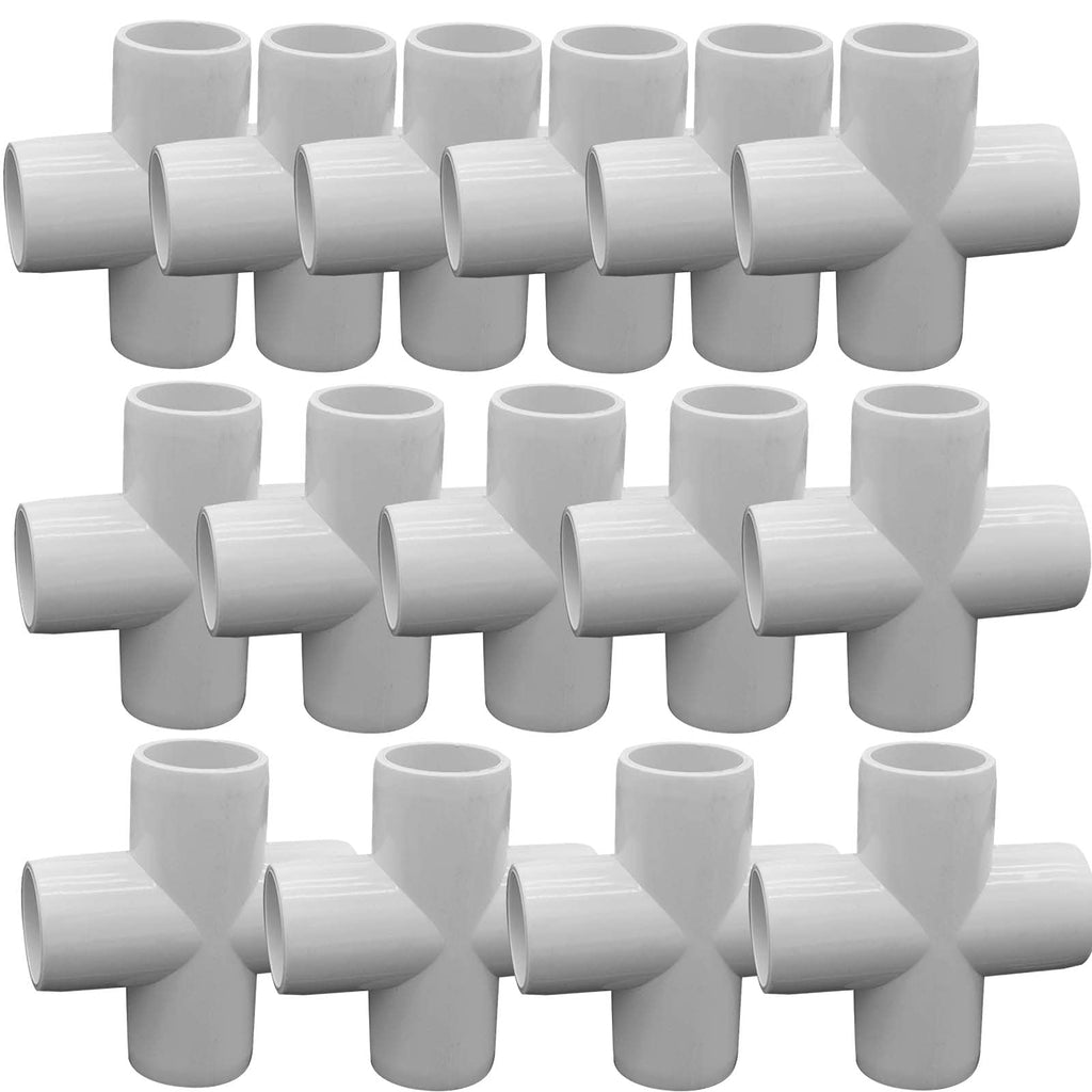 [Australia - AusPower] - 20PCS 4 Way Cross PVC Fittings, 1/2Inch Heavy Duty PVC Pipe Fitting PVC Furniture Grade Fitting Connector for Water Supplies Build PVC Furniture DIY Garden Shelf Greenhouse 