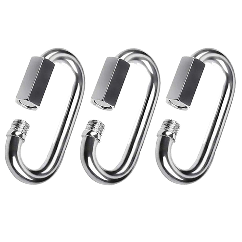 [Australia - AusPower] - VICVIK 3-Pack Chain Quick Links 304 Stainless Steel - Heavy Duty Locking Carabiner, Chain Lock Connector for Hammock, Swing, Trailer M5-3PACK 