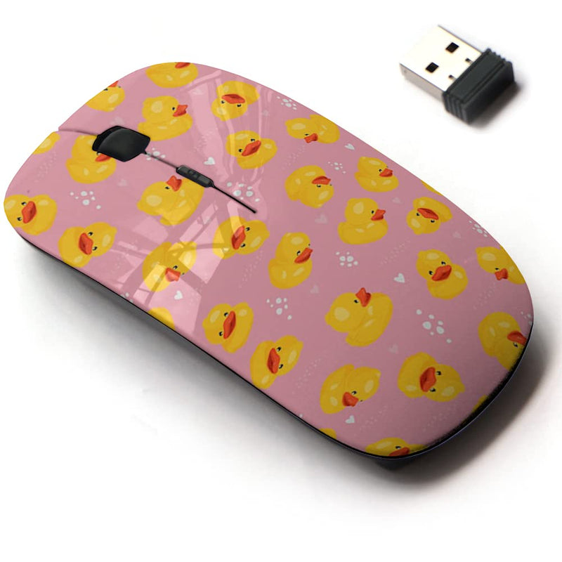 [Australia - AusPower] - 2.4G Wireless Mouse with Cute Pattern Design for All Laptops and Desktops with Nano Receiver - Yellow Rubber Duck 