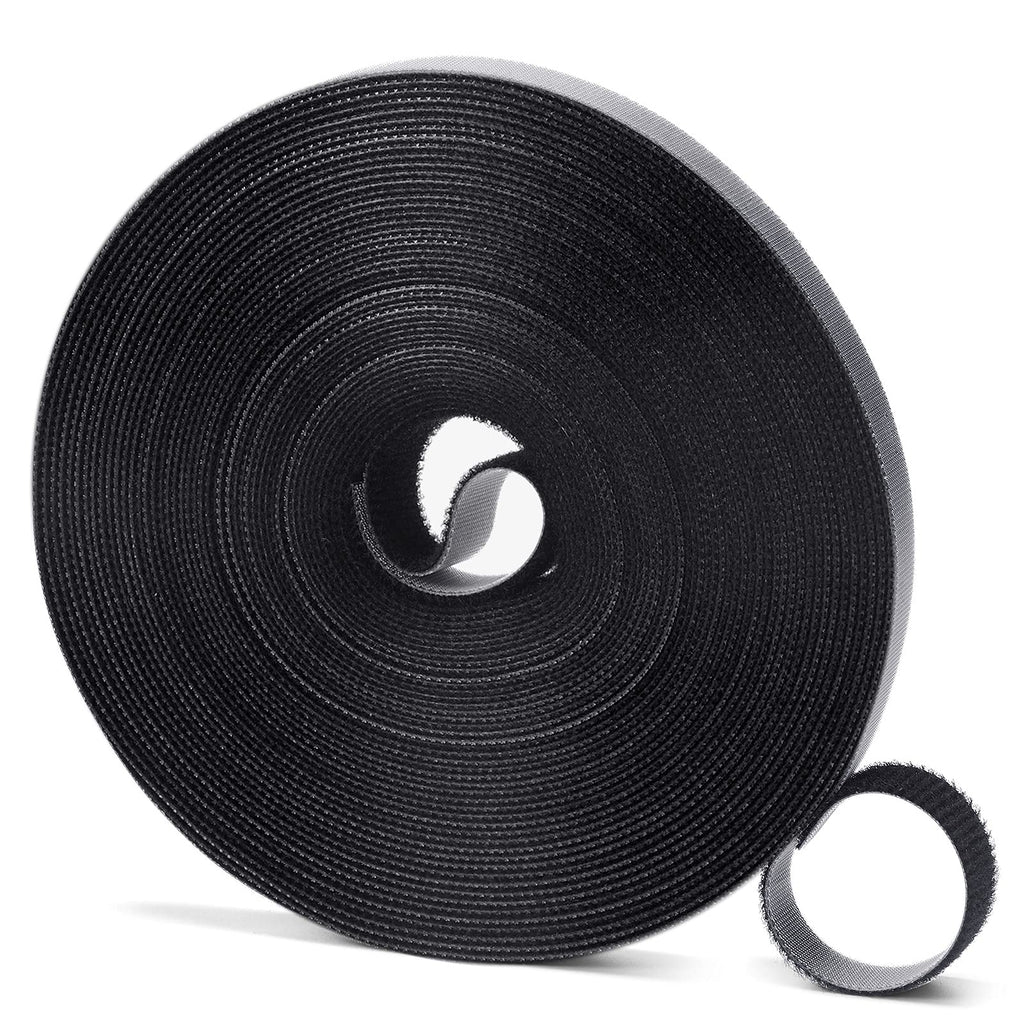 [Australia - AusPower] - Fastening Tape Cable Ties Reusable Fastening Nylon Tape Double Side Hook Roll Hook and Loop Straps Wires Cords Management Wire Organizer Straps (Black,1/2 Inch x 15 Yard) Black 1/2 Inch x 15 Yard 