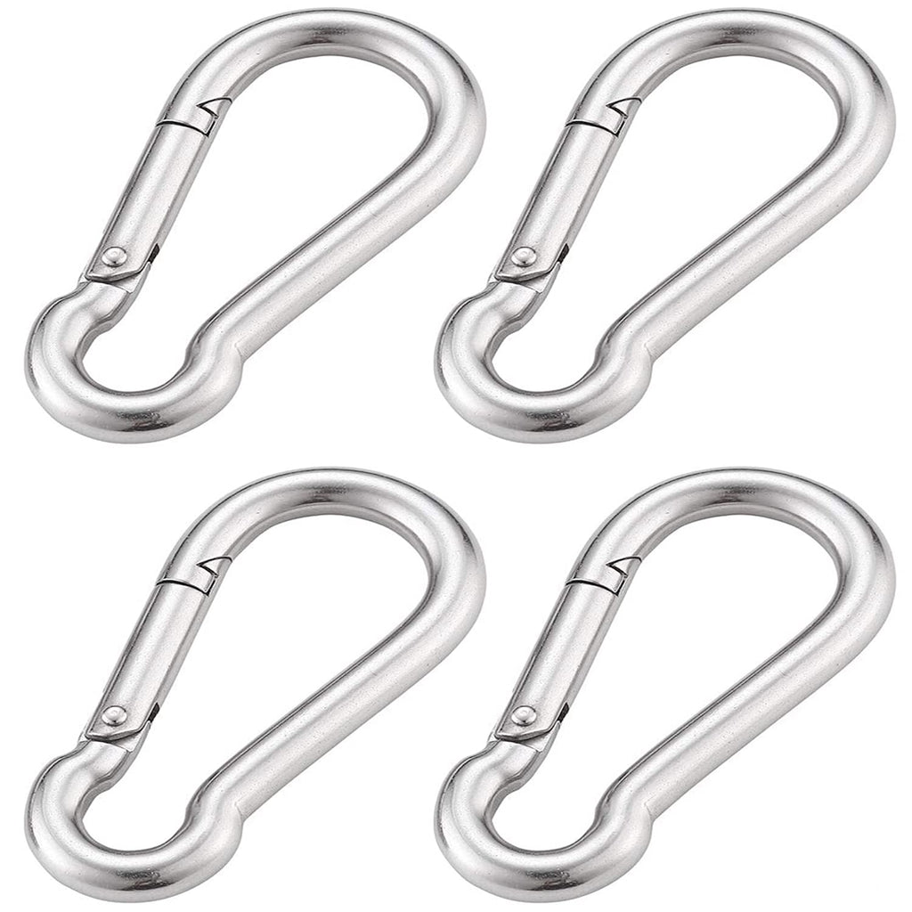 [Australia - AusPower] - 3 Inch Spring Snap Hook 304 Stainless Steel Quick Link Lock Fastner Hook for Boating and Heavy Duty Use, 265 lbs Maximum Capacity, 4 Pcs 3 Inch 