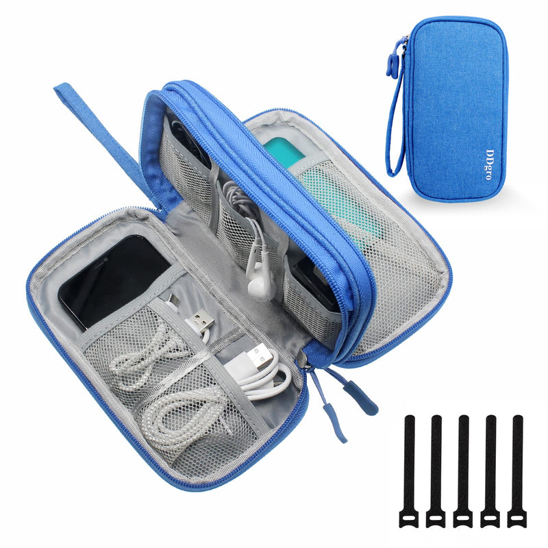 [Australia - AusPower] - DDgro Electronics Travel Organizer, Small Accessories Pouch Bag for Keeping Power Cord/Charger/Cables/Wireless Mouse/Kid’s Pens Organized (Small, Azure Blue) 