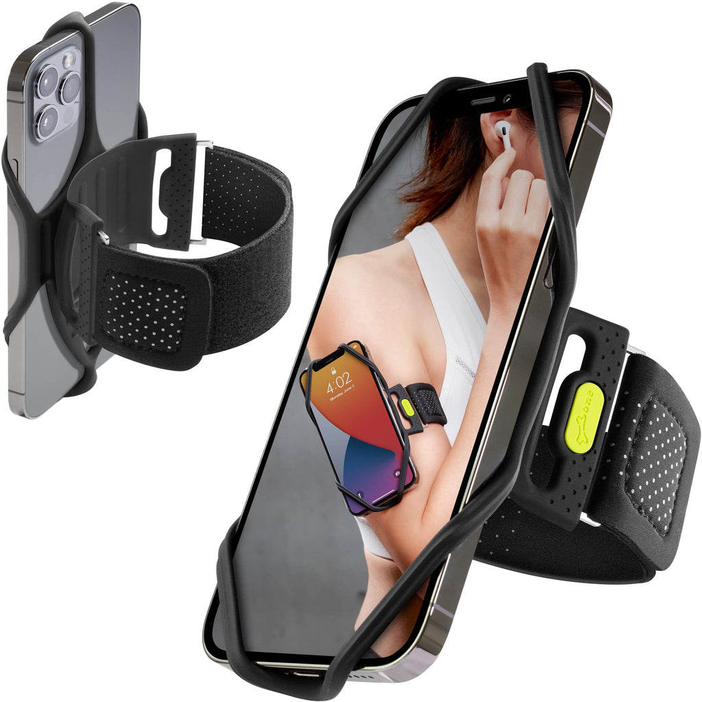 [Australia - AusPower] - Bone Run Tie 2 (2nd Gen) Phone Holder for Running Armband Universal Cell Phone Holder, Fits Phone Size 4.7-7.2 Inches for iPhone 13 12 11 Pro Max XS XR X Samsung Galaxy ( Black/ Arm 9.8-15.7") Arm Size 9.8-14 inches / 25-35.5 cm 