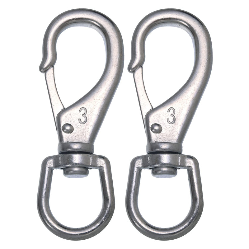 [Australia - AusPower] - Mixiflor Stainless Steel Swivel Snap Hooks, 2 Pack (4.75 Inch) Large Spring Clips, Heavy Duty Boat Hooks, Spring Hooks for Boat Anchor Ropes and Cables 