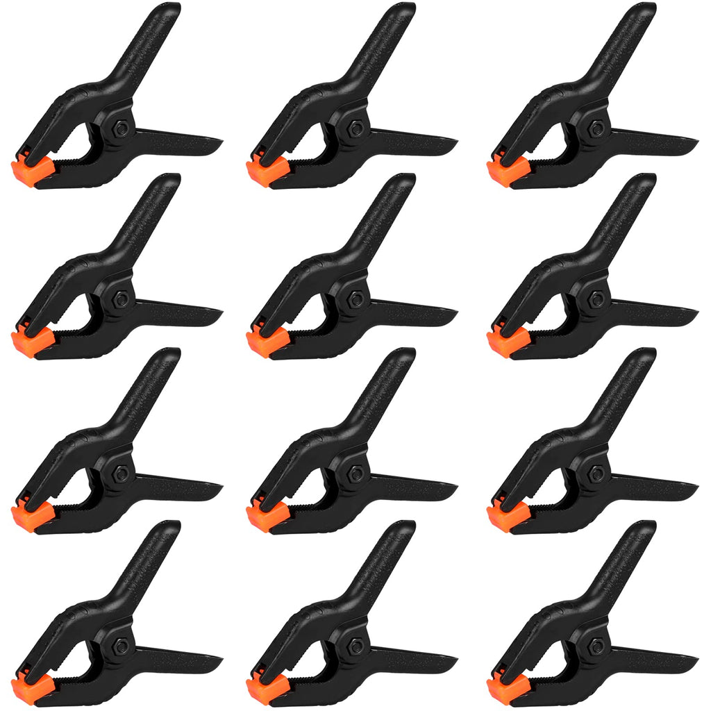 [Australia - AusPower] - 12 Pack Spring Clamps, 3.5inch Plastic Clips, Small Backdrop Clips, Clamps Heavy Duty, Spring Clips for Crafts, Backdrop Stand, Woodworking, Photography Studios (Black) 12 Pack 3.5in 