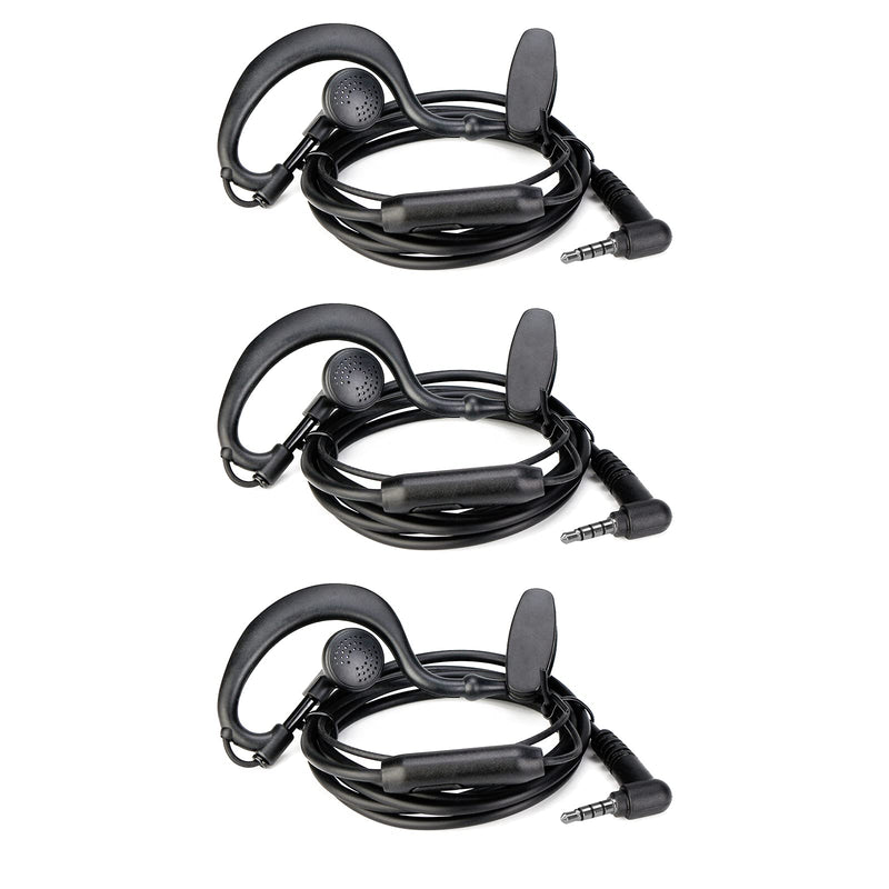 [Australia - AusPower] - Retevis RB19 RB19P Walkie Talkie Earpiece with Mic 1 Pin 3.5mm, Compatible with Retevis RB19 RB19P Walkie Talkies, C Shape Two Way Radio Headset with PTT, for use in Police, Security, Hotels(3 Pack) 