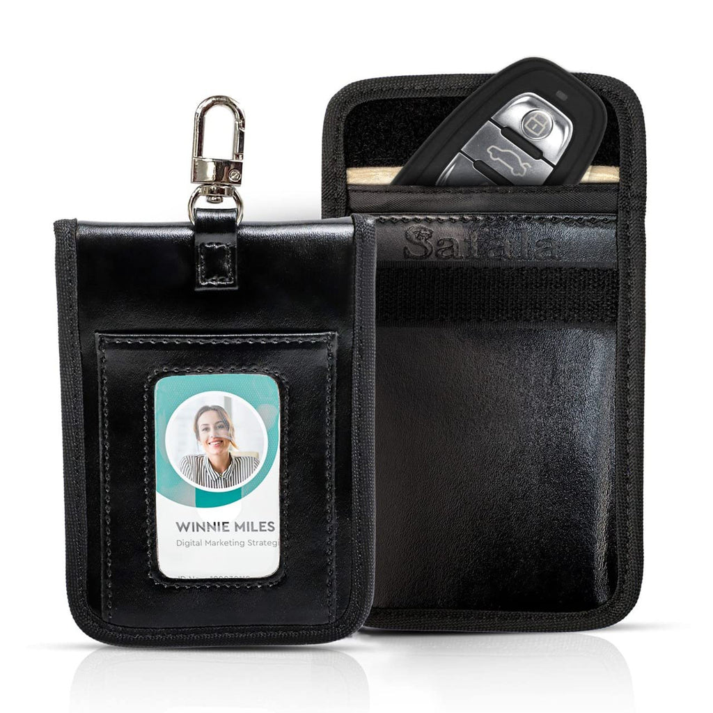 [Australia - AusPower] - Faraday Bag for Key Fob, SAFALA Key Fob Signal Blocker, Protector RFID Blocking Case, Anti-Theft RFID Key fob Protector Pouch, Anti-Hacking Pouch with ID Card Holder(2 Pack) 