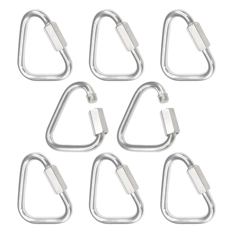 [Australia - AusPower] - Bytiyar 8 pcs M4 Stainless Steel Quick Links Carabiner Locking Clips with Screw Nut Triangle Heavy Duty Chain Connector Hook Hardware Tool Accessories M4_8pcs 