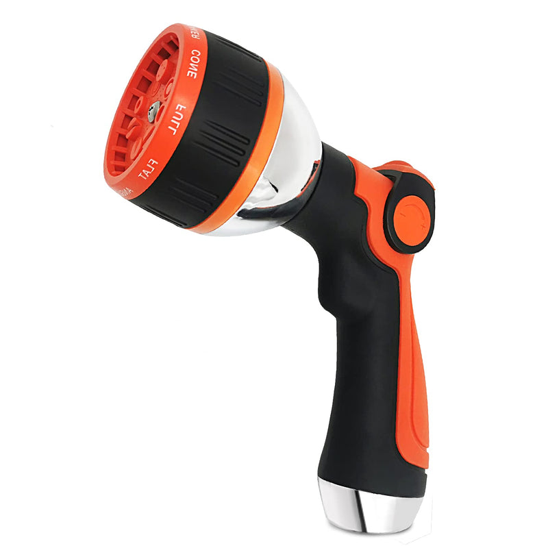 [Australia - AusPower] - GUDWING Garden Hose Nozzle, 10 Spray Patterns, On /Off Valve Thumb Control, High Pressure Water Hose Nozzle for Garden Hose, Garden Hose Spray for Outdoor Watering, Cleaning, Washing Cars, Bath Pets Acrylonitrile Butadiene Styrene Orange 
