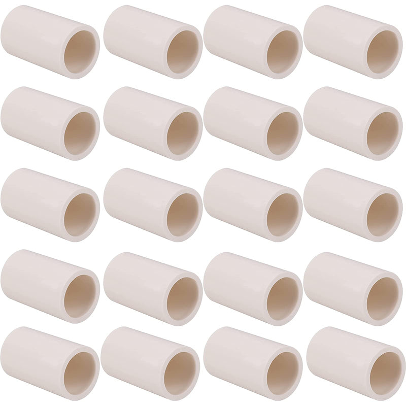 [Australia - AusPower] - CEE 20 Pcs 20mm PVC Pipe Coupling Adapter Pipe Fitting Connector (Socket x Socket) Contractor Pack Schedule 40 PVC Socket, Heavy Duty 20mm PVC Pipe Slip Connector for Home or Industrial Use, White 