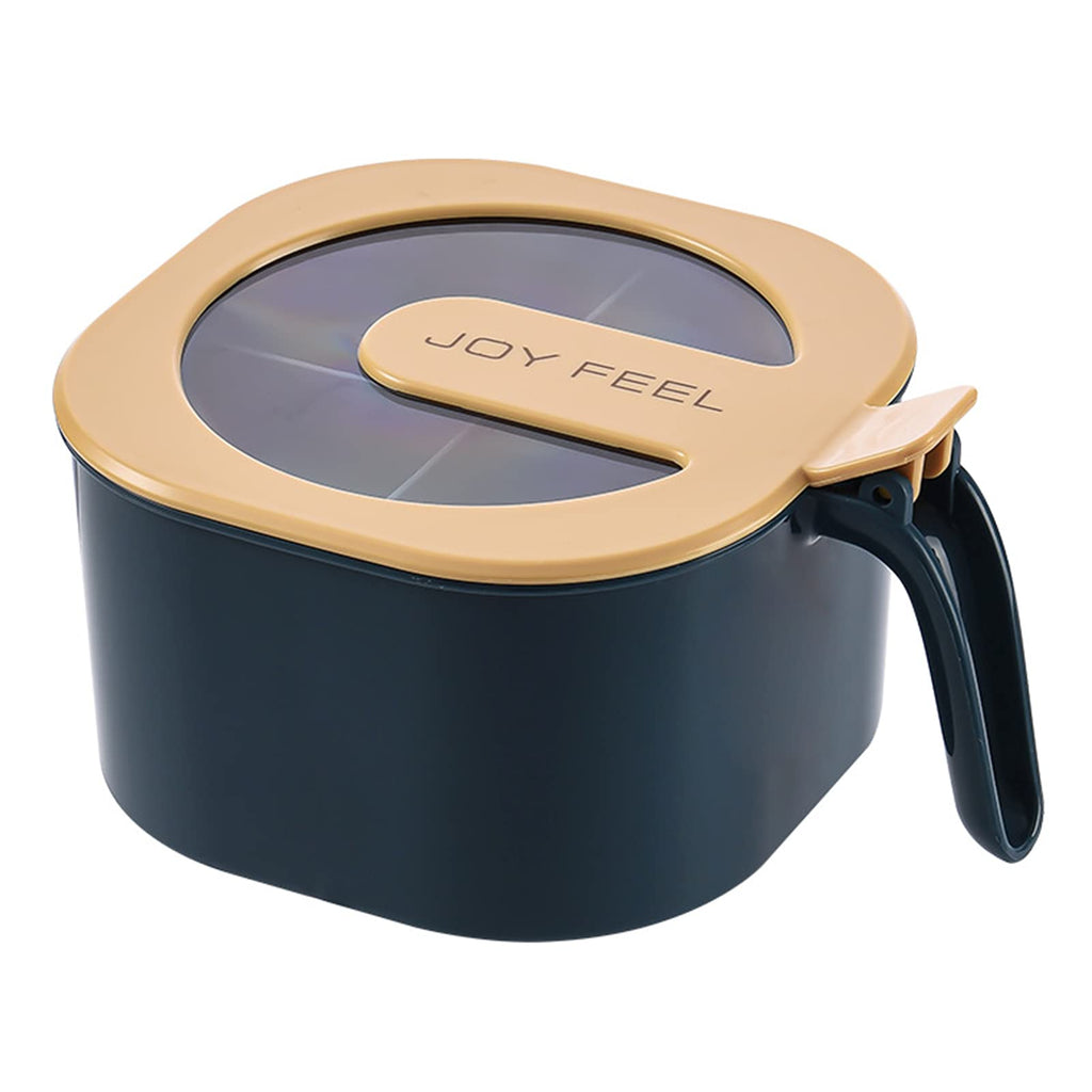 [Australia - AusPower] - seasoning box 4 compartments seasoning pot with lid and spoon, transparent lid, kitchen seasoning pot, pepper, sugar, salt, (blue) 