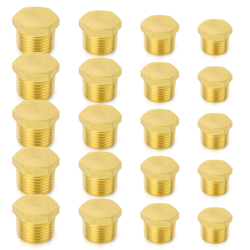 [Australia - AusPower] - TAISHER 20Pcs Brass Outer Hex Thread Socket Pipe Plug Fitting 1/8" 1/4" 3/8" 1/2" NPT Male 20 