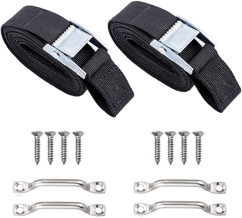 [Australia - AusPower] - Opiytou 78in Battery Tie Down Strap, Battery Box Hold Down Lashing Straps Kit with Stainless Steel Cam Buckle, Stainless Steel Deck Loop Mounts, SS Screws 