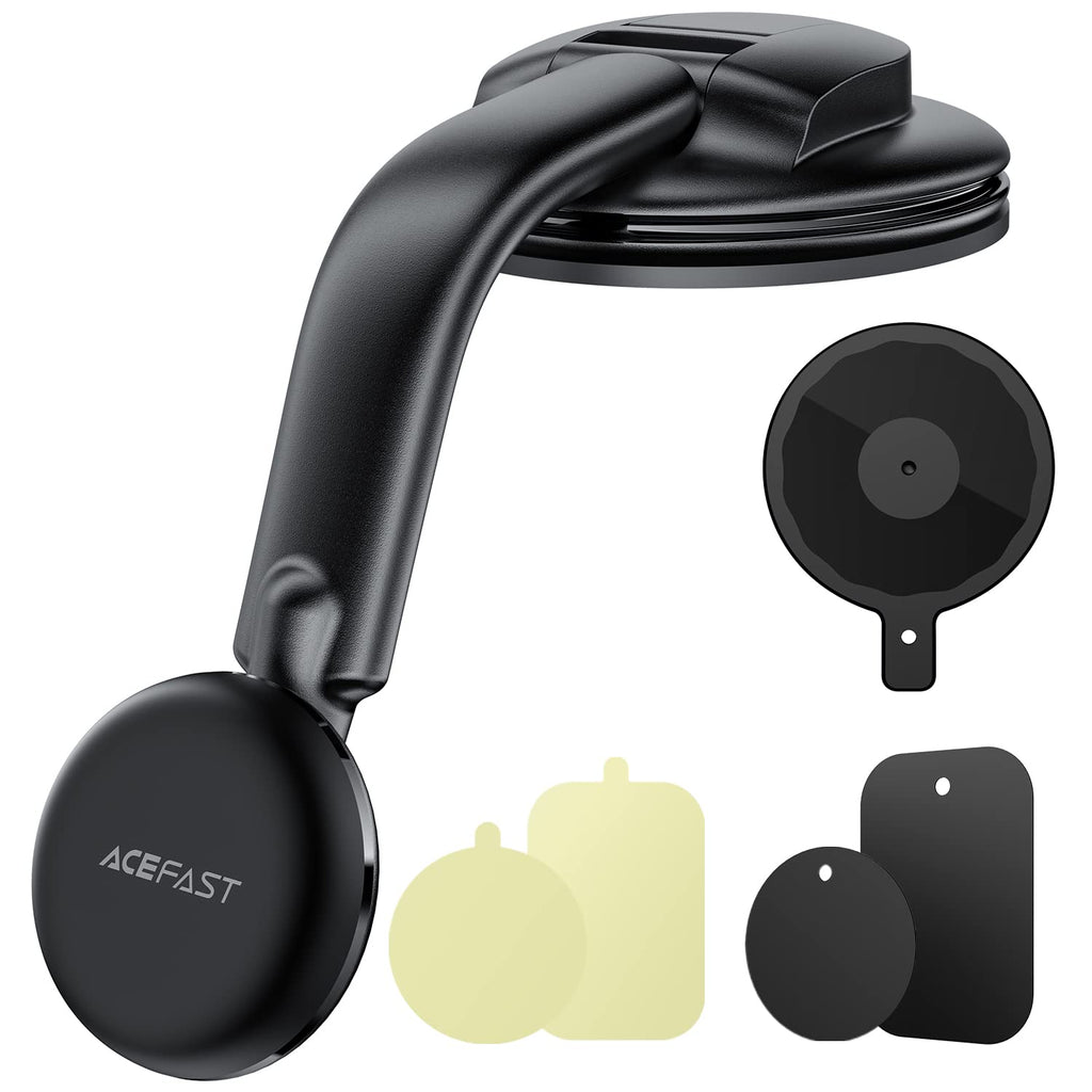 [Australia - AusPower] - Magnetic Phone Car Mount, ACEFAST Universal Phone Car Holder Low Installation Height Built-in Four N52 Super Strong Magnets Large Sticky Base Suction Cup Dashboard Windshield Flexible Installation 