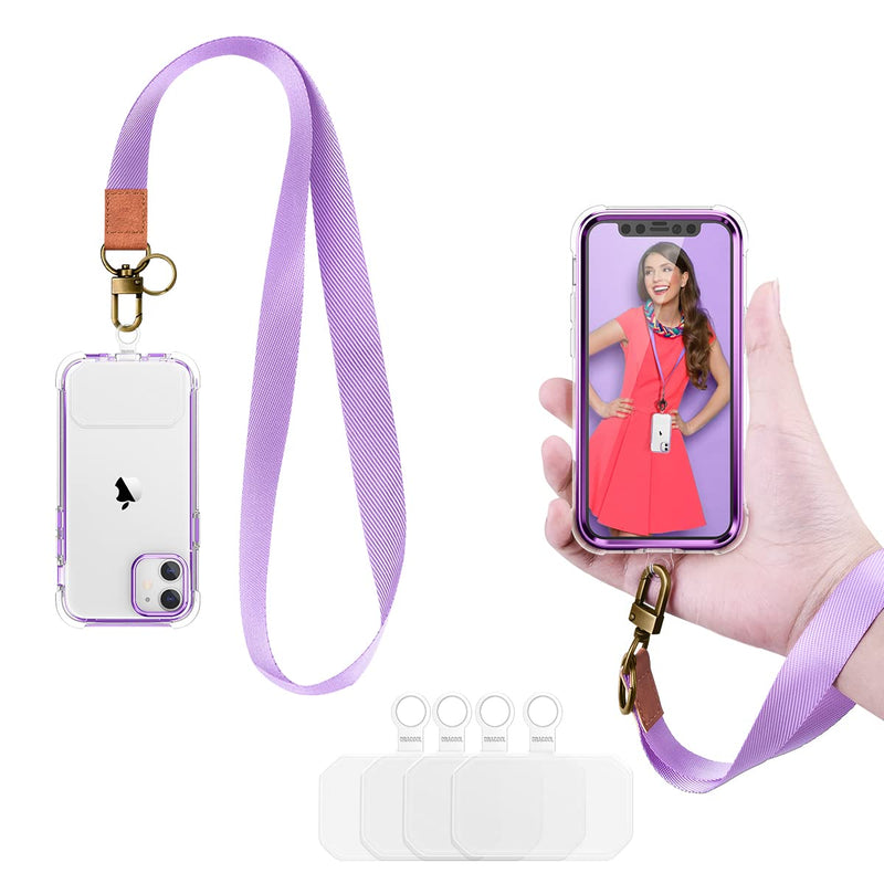 [Australia - AusPower] - Dracool for Mobile Phone Lanyard 2 Pack Phone Charms Neck Nylon Wrist Strap Keychain Chain Safety Universal Crossbody with Transparent Patch for iPhone/Samsung/Google/LG Most Smartphones Case - Purple 