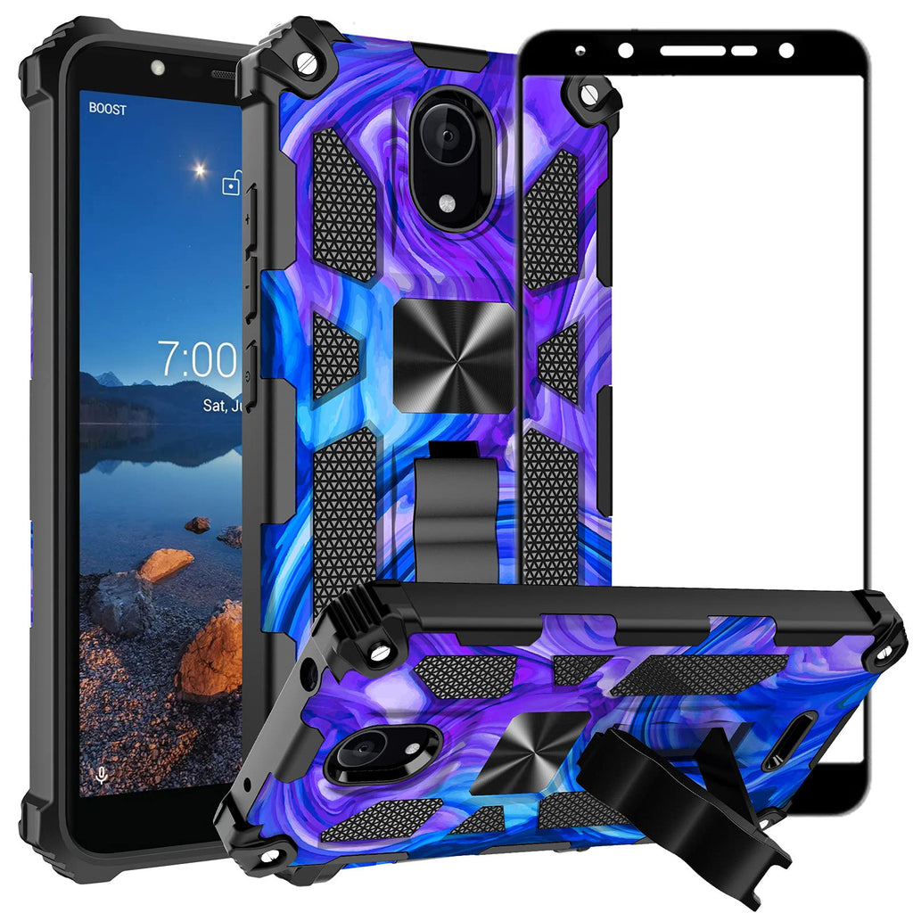 [Australia - AusPower] - Ailiber Compatible with Wiko Ride 2 Case, Wiko U520AS Case with Screen Protector Tempered Glass, for Magnetic Car Mount, Kickstand Holder, Rugged Shockproof Protective Cover for Wiko Ride2-Purple Blue Screen Protector & Purple Blue 