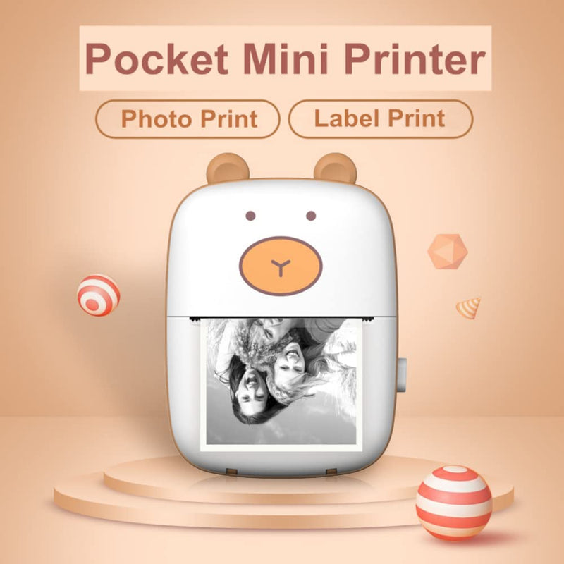 [Australia - AusPower] - APPO Mini Photo Printer Pocket, Mini Bluetooth Wireless Thermal Sticker Printer Compatible for Instantly Print Fun, Retro Style Photos, Mini Life Assistant, Good Gift,for Android and iOS 
