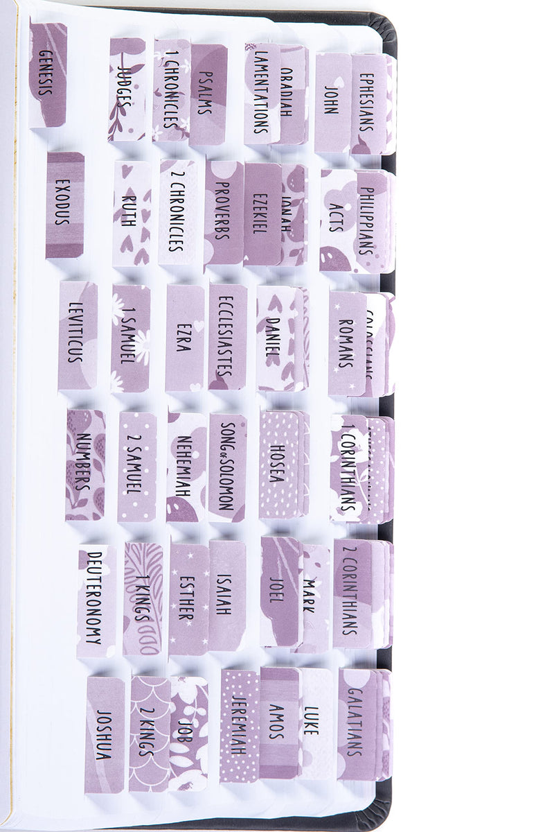 [Australia - AusPower] - DiverseBee Laminated Bible Tabs (Large Print, Easy to Apply), Bible Study Journaling Supplies, 77 Bible Index Book Tabs for Women, Bible Accessories, Includes 11 Blank Tabs - Amethyst Theme 
