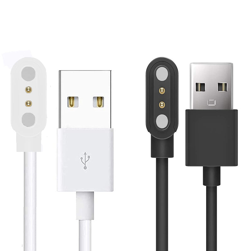 [Australia - AusPower] - Compatible with AGPTEK 1.69" Smartwatch Charger, Lamshaw Magnetic USB Charging Cable Replacement Charger Cable Compatible with AGPTEK 1.69"(43mm) / LW31 Smartwatch (2 Pack-Black+White) 2 Pack-Black+White 
