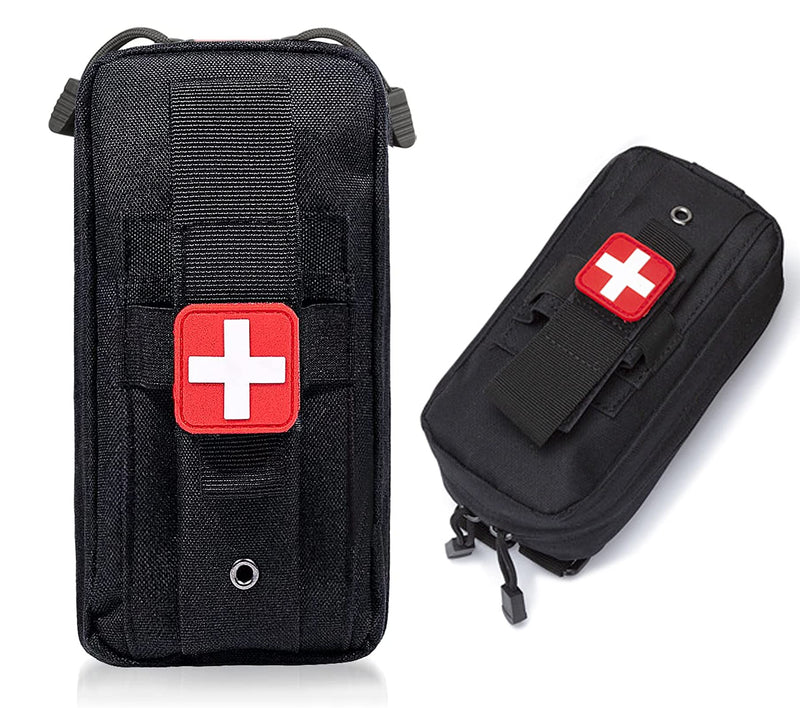 [Australia - AusPower] - Molle Medical Pouch, Tourniquet Holder Tactical First Aid Pouch, Small Trauma Kit, IFAK Pouch, Emergency EMT Med Kit for Camping and Hiking Black 