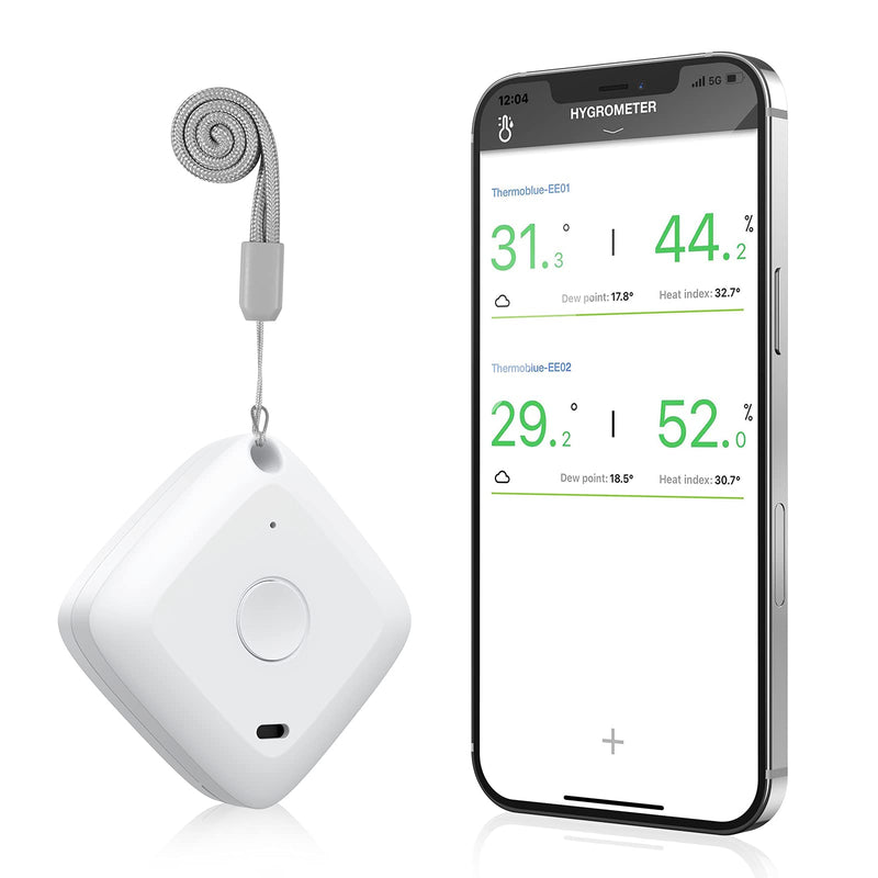 [Australia - AusPower] - ORIA Wireless Thermometer Hygrometer, Mini Bluetooth Humidity Temperature Sensor, Temp Humidity Monitor with App Notification Alert, Data Storage Export for Home, Baby Room, Greenhouse 1.97 inch 