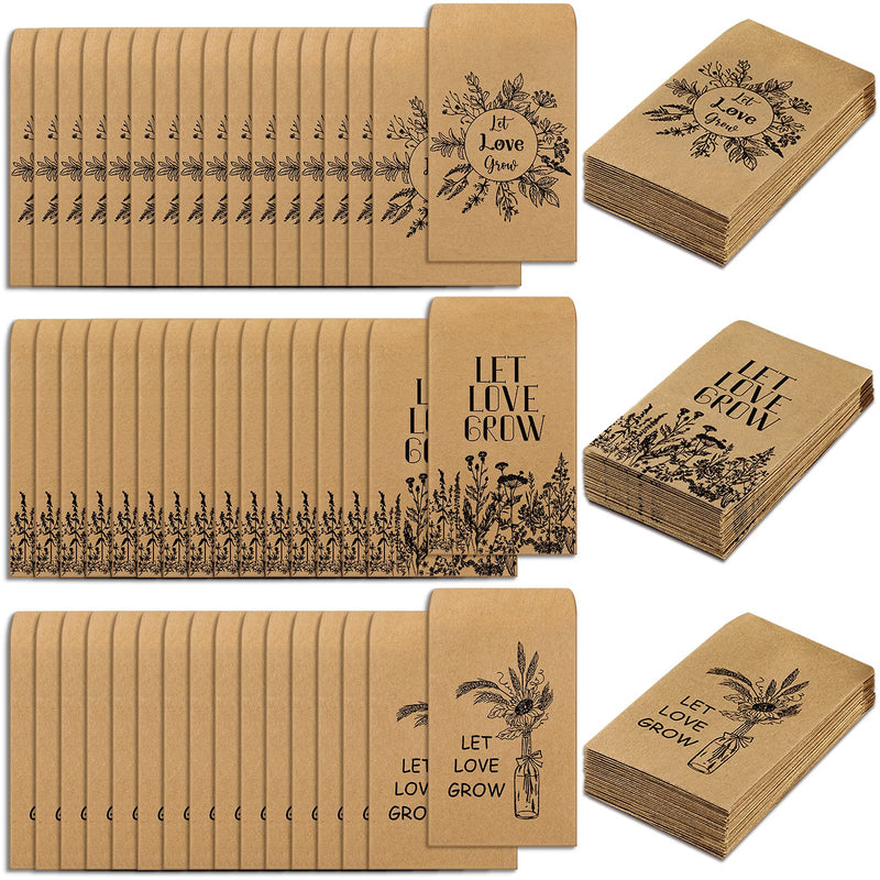 [Australia - AusPower] - 150 Pieces Wedding Favors Seed Packets Let Love Grow Seed Packets Self Adhesive Let Love Grow Envelopes Retro Christmas Valentine Wedding Favors for Guests, 3 Styles 