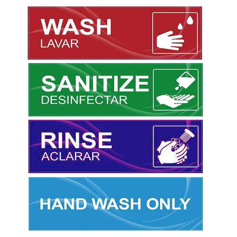 [Australia - AusPower] - 4 Pack Wash Rinse Sanitize Sink Labels, Waterproof Sticker Signs Perfect for 3 Compartment Sink - Restaurants, Commercial Kitchens, Food Trucks, Dishwashing or Wash Station 