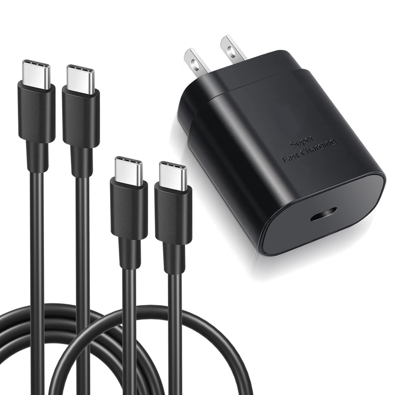 [Australia - AusPower] - Excgood Super Fast Type C Charger Kit 25W USB C Charger with 2 Type C to C Cable (6.6ft+1.5ft) Compatible with Samsung Galaxy S22/S22 Ultra/ S21 FE 5G/ S20, Note 10+/20,A80/A70,Pixel 4/3XL, Tablets 