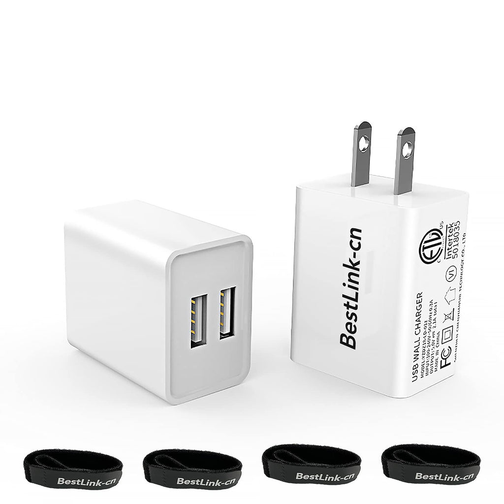 [Australia - AusPower] - BestLink-cn 2-Pack USB Wall Charger Block Dual Port Cube Plug Power Charging Adapter 5V 2.1A Brick for Android & Windows Smartphones and More 