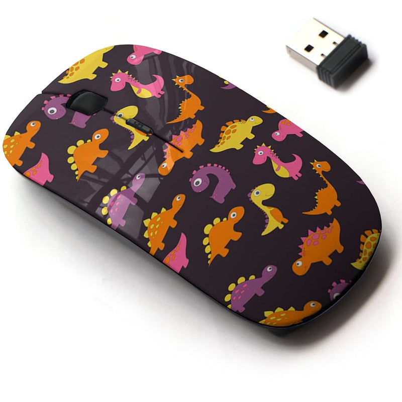 [Australia - AusPower] - 2.4G Wireless Mouse with Cute Pattern Design for All Laptops and Desktops with Nano Receiver - Childish Dinosaur Pattern Fashion 