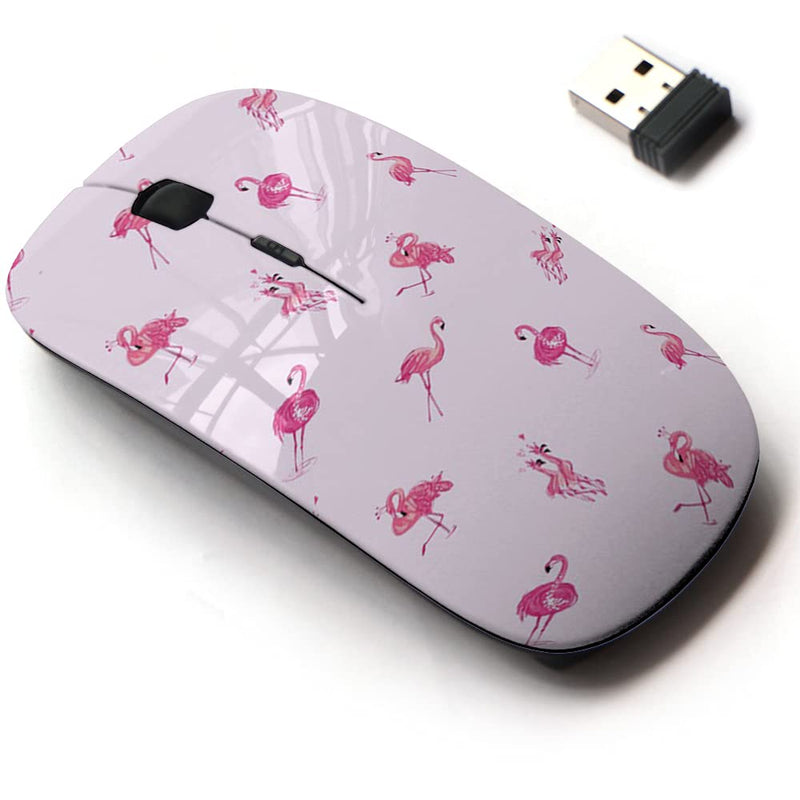 [Australia - AusPower] - 2.4G Wireless Mouse with Cute Pattern Design for All Laptops and Desktops with Nano Receiver - Pink Tropic Pattern Flamingo 