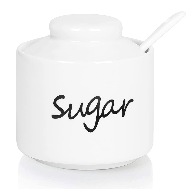 [Australia - AusPower] - ONTUBE Ceramic Sugar Bowl with Lid and Spoon,Porcelain Sugar Pot,8oz (White) White 