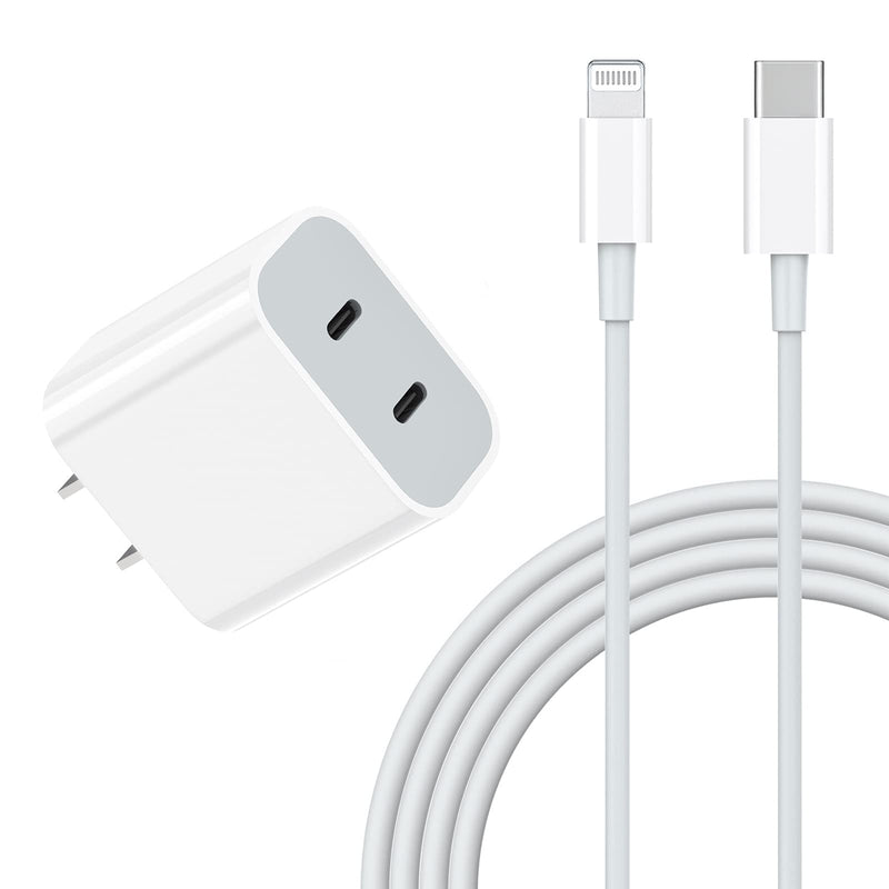 [Australia - AusPower] - iPhone Charger, 25W USB C Charger Dual Ports USB Type C Fast Charger with 3FT 20W USB C to Lightning Cable MFi Certified Type C PD Charger for iPhone 13/12/12 Pro/12 Pro Max/11/11 Pro/XS Max/XR/X/8 White-25W 
