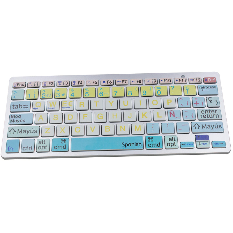 [Australia - AusPower] - Large Print Keyboard,Spanish Wireless Keyboard,Ipad Bluetooth Keyboard Visually Impaired Keyboard,High Contrast Old Keyboard,Perfect for Seniors,Low Vision Individuals Colorful 