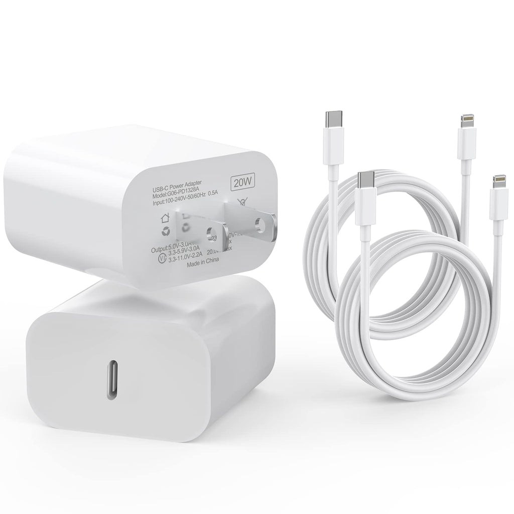 [Australia - AusPower] - iPhone 13 12 Fast Charger [Apple MFi Certified], 2Pack 20W PD Adapter with 6FT Type C to Lightning Cable Fast Charging USB C Wall Charger for iPhone 13/13 Mini/13 Pro Max/12/11 Pro Max/XS Max/XS/XR/X White 