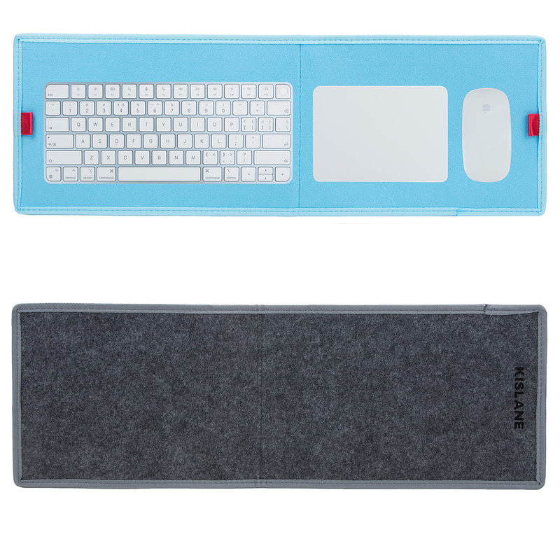 [Australia - AusPower] - KISLANE 2 Pack Keyboard Mat Compatible with iMac Magic Keyboard, Magic Mouse, Magic Trackpad, 2 Pieces Mini Keyboard Mat for Easy Moving (Grey+Ice Blue) Grey+Ice Blue 